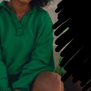 Daily Drills Oversized Collared Crew - Kelly Green